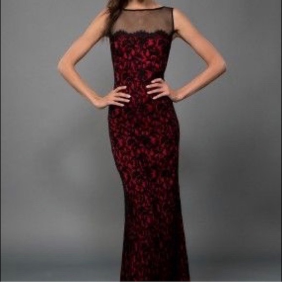 tadashi shoji red and black lace dress Amazon.com: Tadashi Shoji Women's c/s embrd lace/mesh Dress, BlackSangria/ Black, 2 : Clothing, Shoes & Jewelry